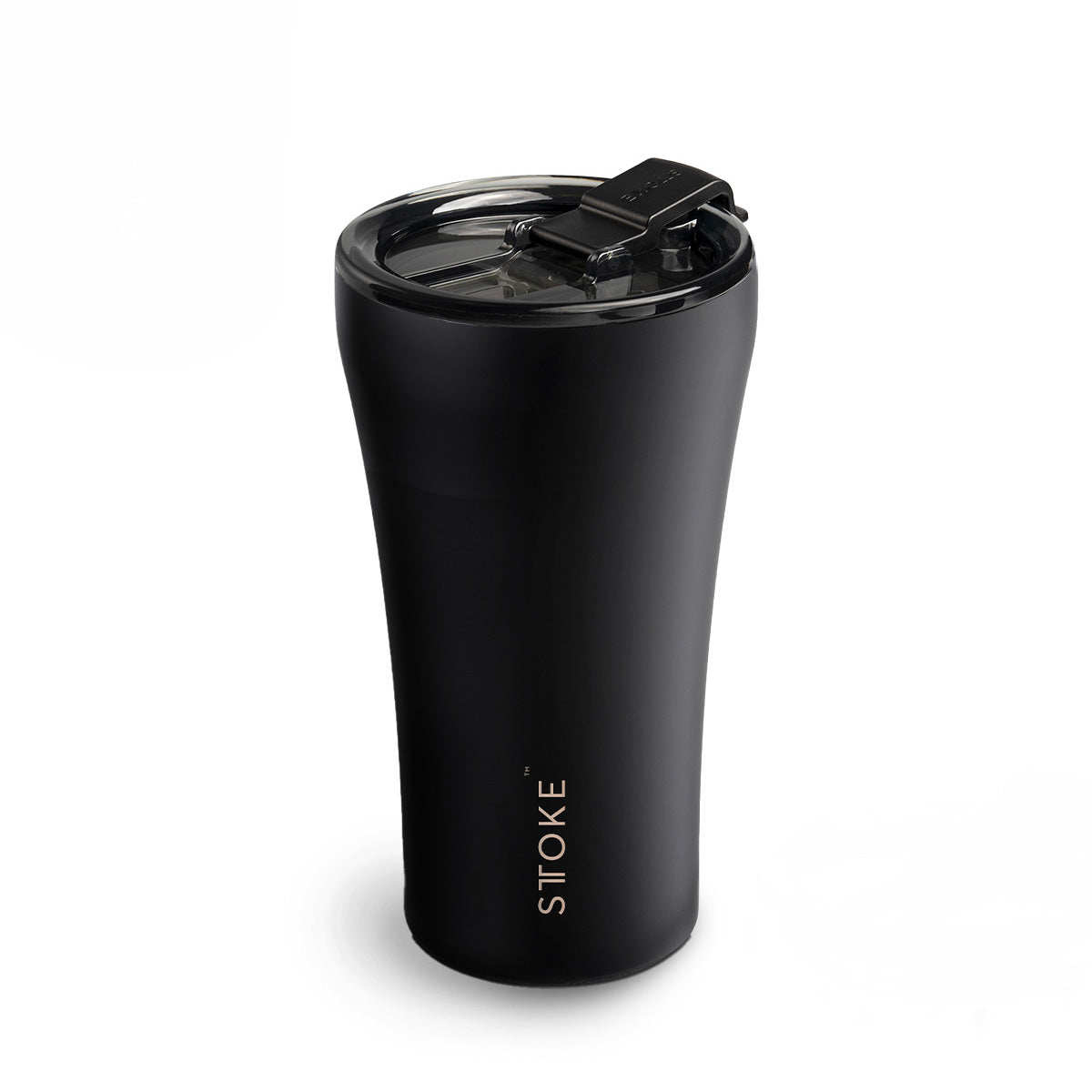 Luxe Black STTOKE Reusable Coffee Cups — 12oz