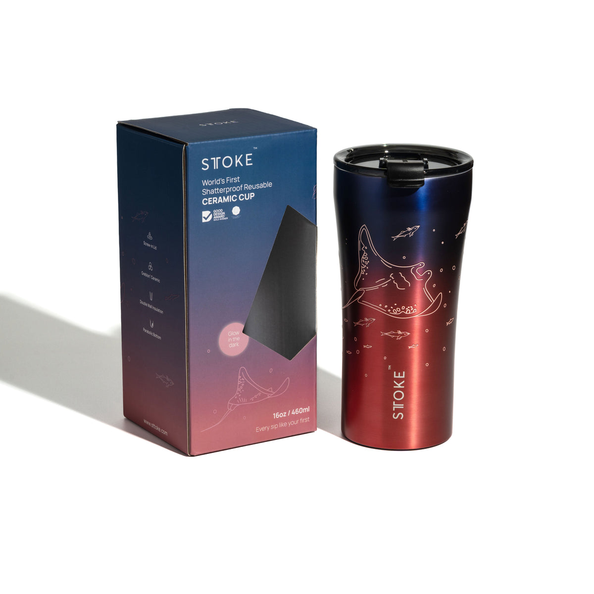 Manta Ray STTOKE Reusable Coffee Cups — 16oz