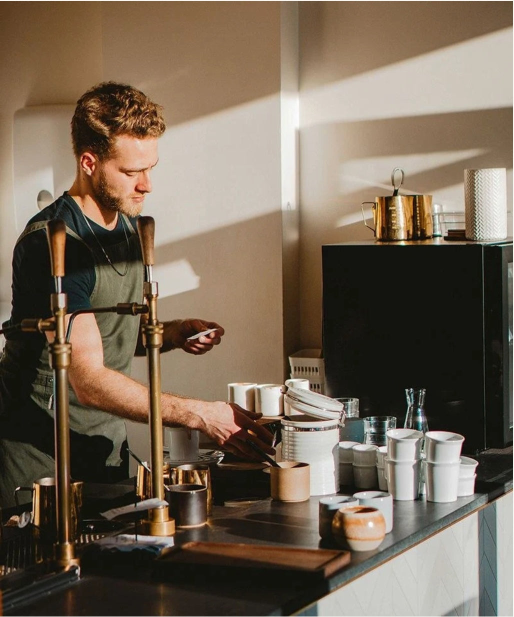 Barista preparing coffee