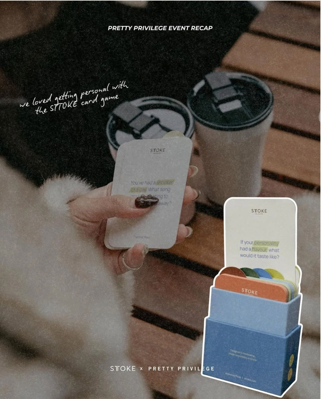 STTOKE cups and conversation cards shared around a table